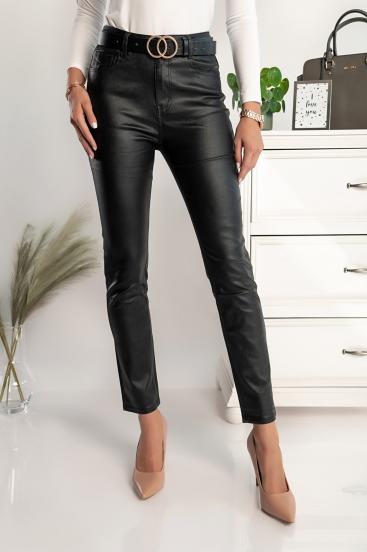 Pantalones ajustados de cuero artificial Roda, negro