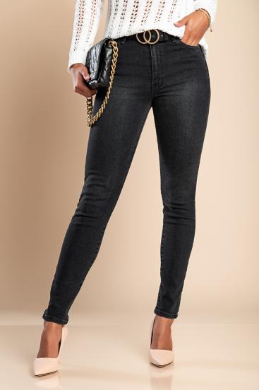 Jeans elásticos con pernera ajustada, negro