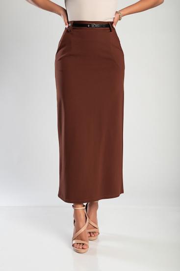 Falda midi elegante, marrón