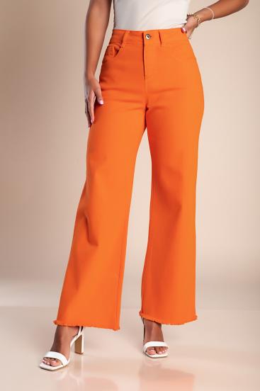 Pantalón de algodón con pernera ancha, naranja